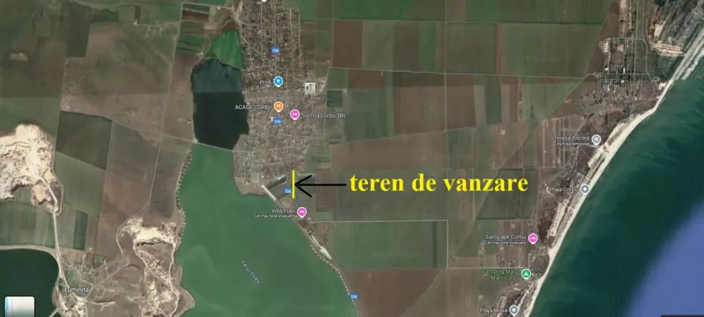 Teren Corbu la DJ asfaltat, aproape de lac - pemarket.ro