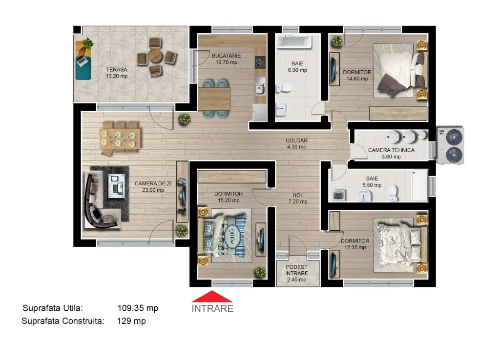 Casă parter, 4 camere – Valea cu Flori Residence 9, cartier Izvor - pemarket.ro