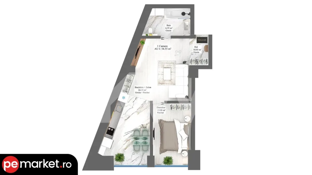 Apartament de Lux cu 2 Camere – Complex Carpathia Residence - pemarket.ro